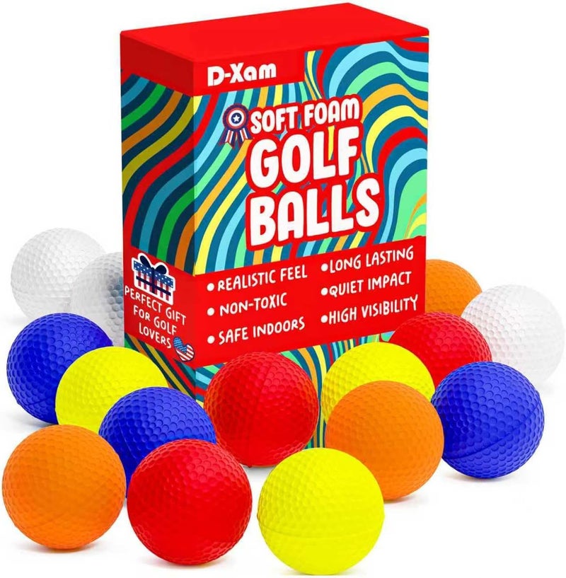 Dexam Foam Golf Balls Bulk Practice Golf Ball Soft Multicolor, Yellow, White or Orange | Long Lasting & Realistic Feel | Limited Flight Use Indoors Outdoors Backyard Training - Image 1